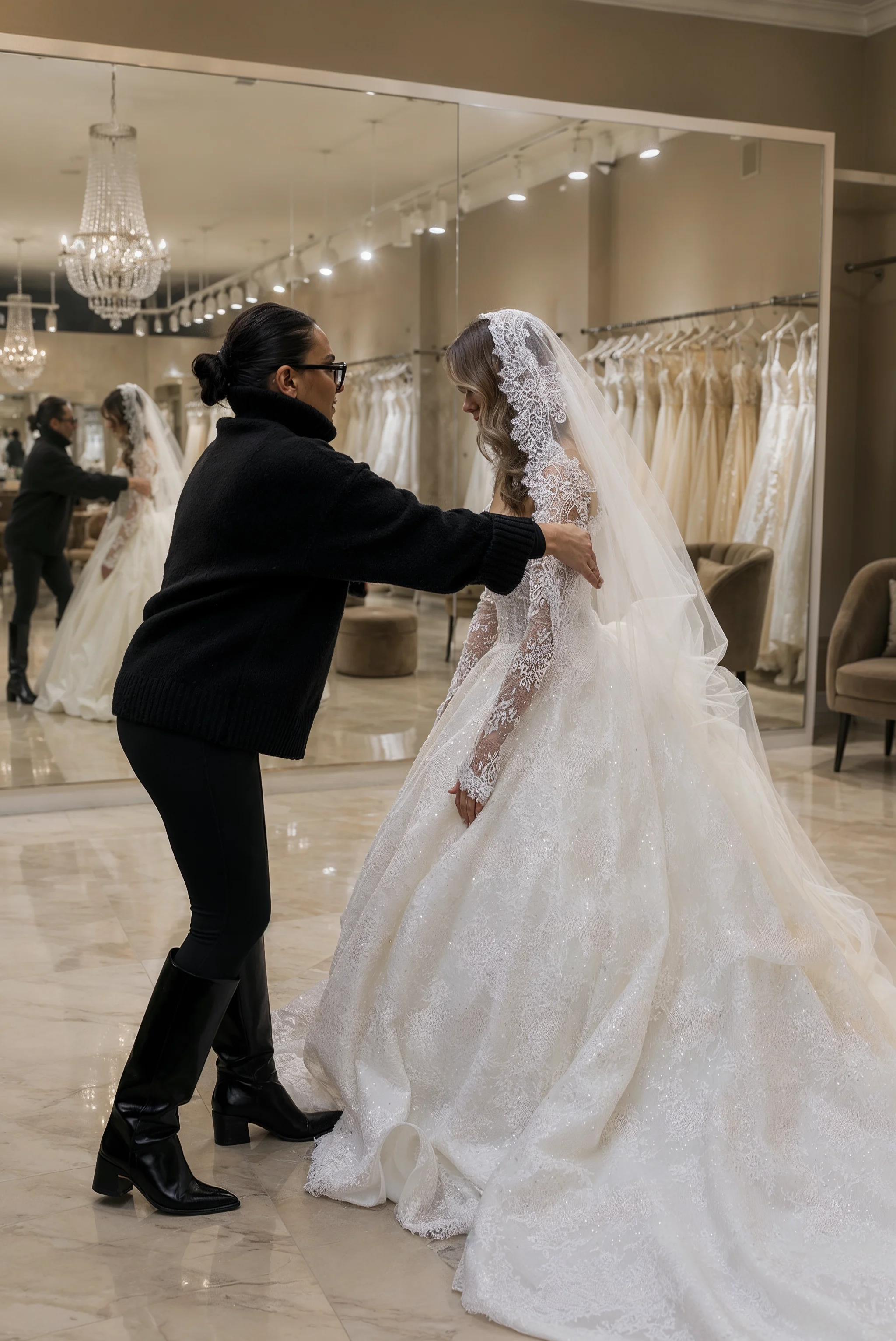 Silva Erkoç, Designerin und Gründerin von Sima Couture, im Atelier