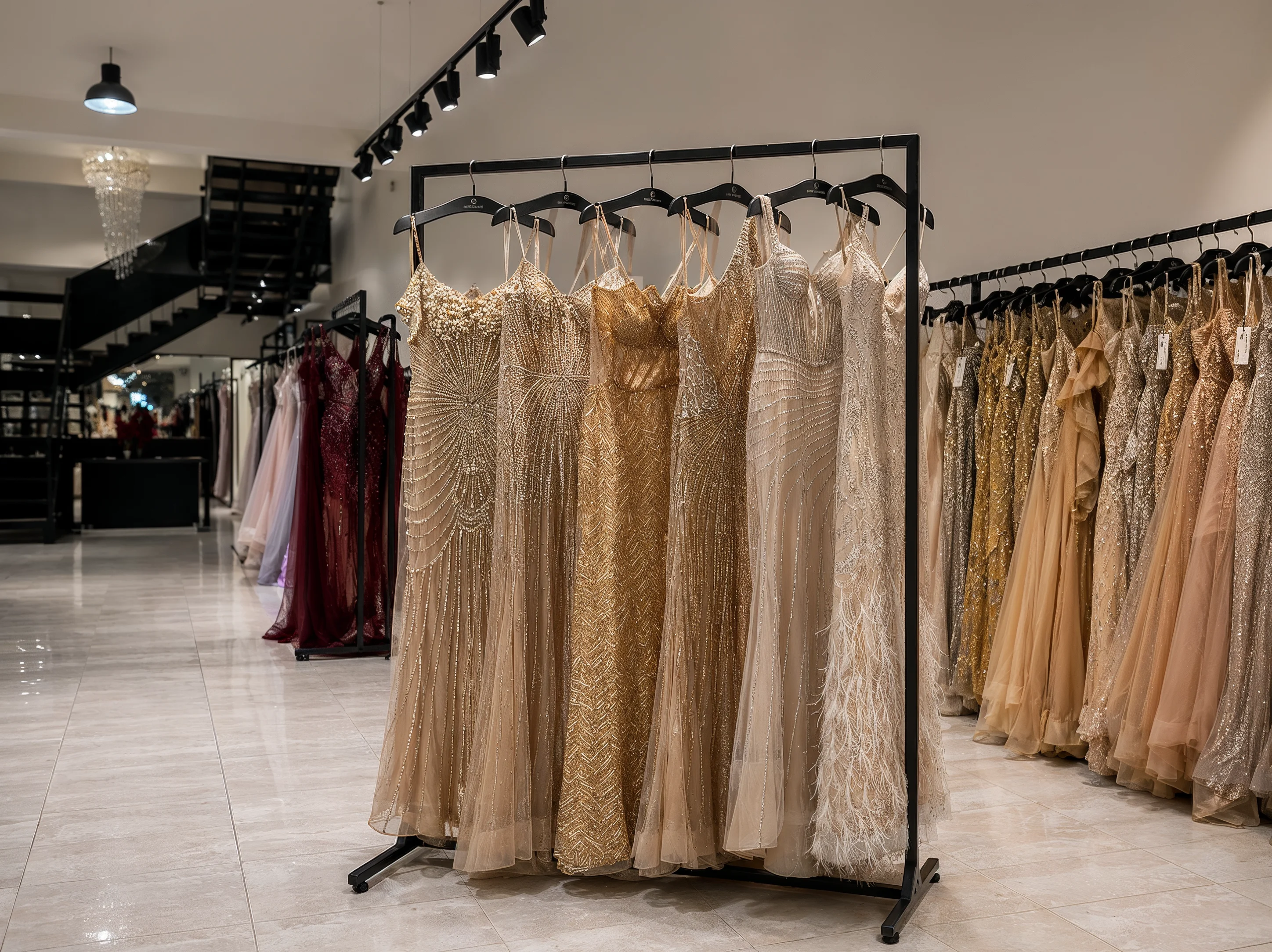 Abendmode-Bereich im Sima Couture Store in Istanbul